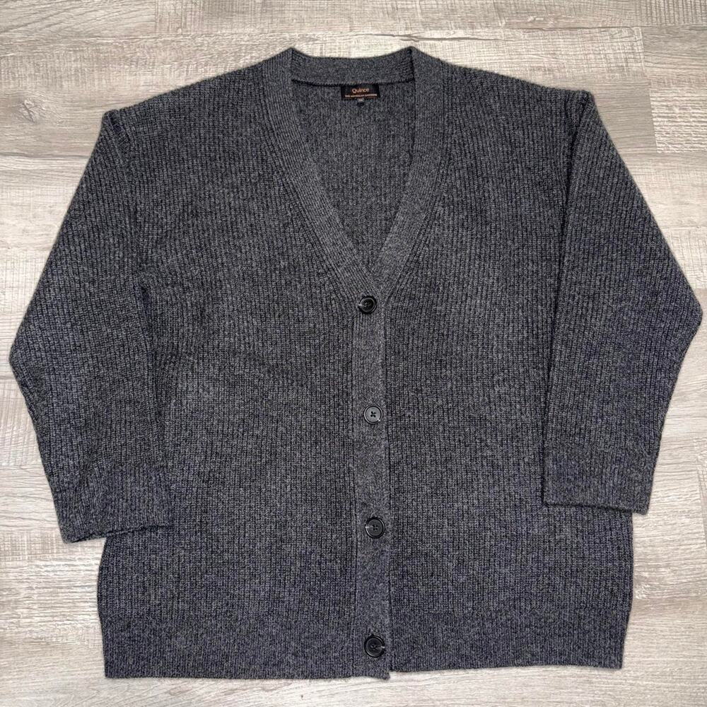 Quince oversized mongolian cashmere cardigan knit preppy sweater size medium